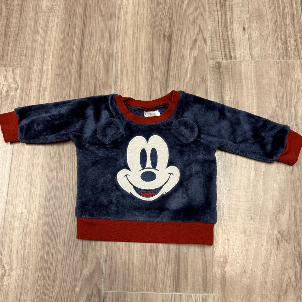 Disney Mickey Mouse Velour Embroidered Sweatshirt Baby Size 6 Months Like New